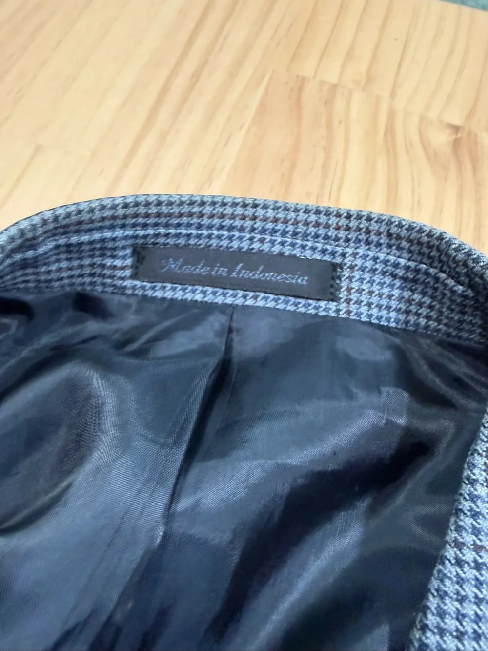 Ralph Lauren Gray-Blue Micro-Check Suit Jacket W
